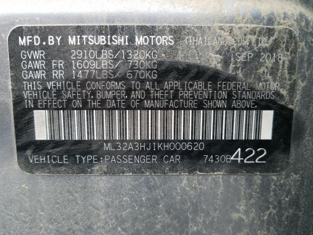 Photo 9 VIN: ML32A3HJ1KH000620 - MITSUBISHI MIRAGE ES 