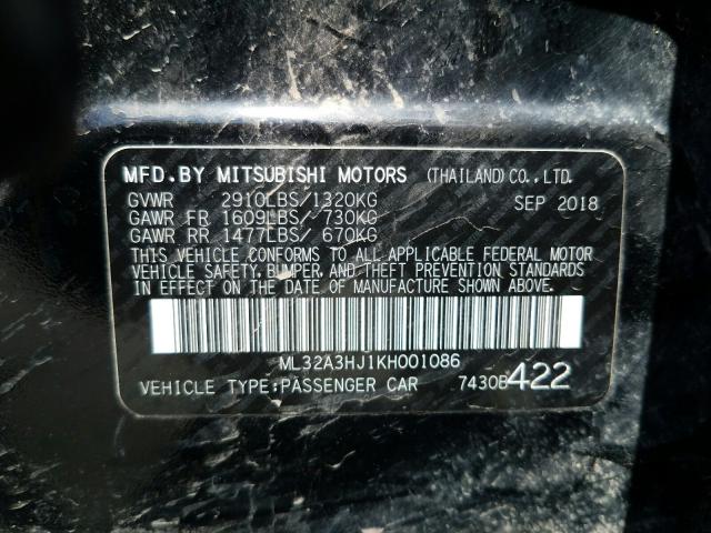 Photo 9 VIN: ML32A3HJ1KH001086 - MITSUBISHI MIRAGE ES 