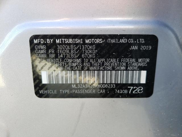 Photo 9 VIN: ML32A3HJ1KH008233 - MITSUBISHI MIRAGE ES 