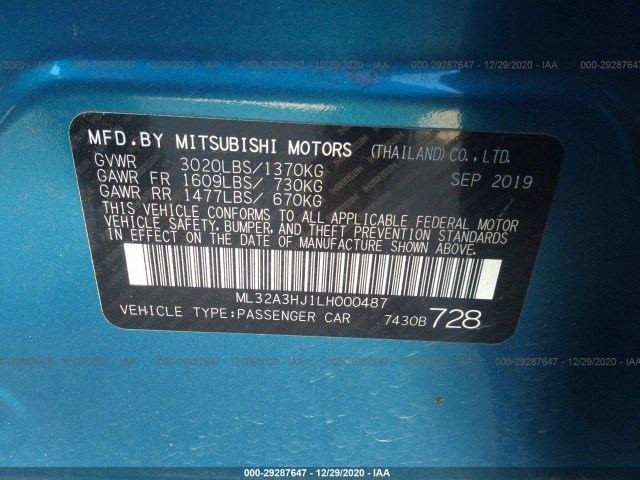 Photo 8 VIN: ML32A3HJ1LH000487 - MITSUBISHI MIRAGE 