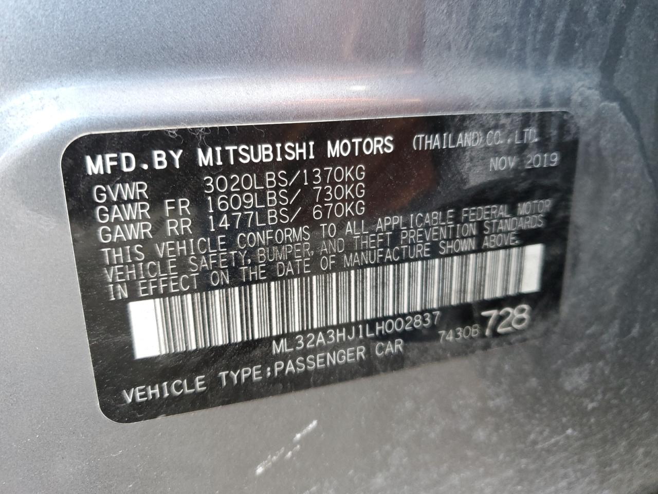 Photo 11 VIN: ML32A3HJ1LH002837 - MITSUBISHI MIRAGE 