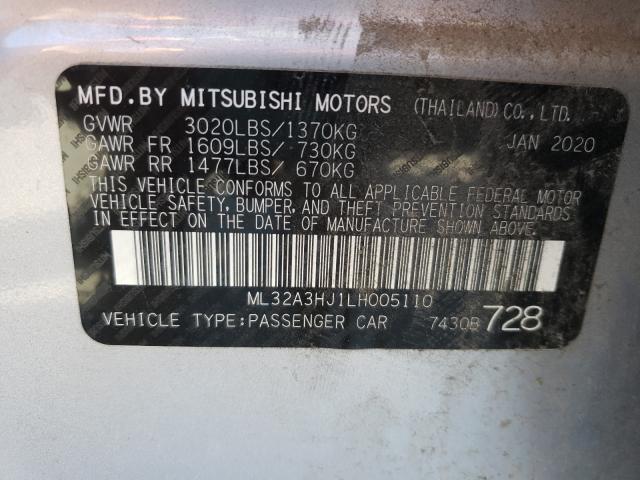 Photo 9 VIN: ML32A3HJ1LH005110 - MITSUBISHI MIRAGE ES 