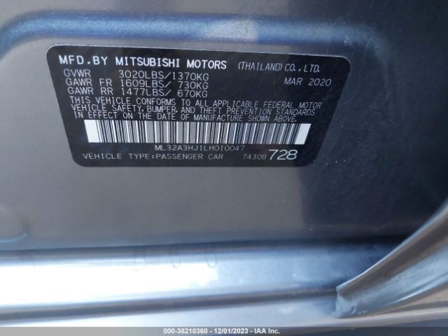 Photo 8 VIN: ML32A3HJ1LH010047 - MITSUBISHI MIRAGE 