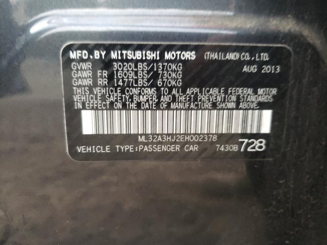 Photo 9 VIN: ML32A3HJ2EH002378 - MITSUBISHI MIRAGE DE 