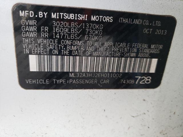 Photo 9 VIN: ML32A3HJ2EH011002 - MITSUBISHI MIRAGE DE 