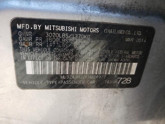 Photo 9 VIN: ML32A3HJ2EH024977 - MITSUBISHI MIRAGE DE 