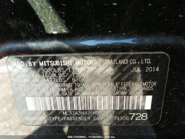 Photo 8 VIN: ML32A3HJ2FH007517 - MITSUBISHI MIRAGE 