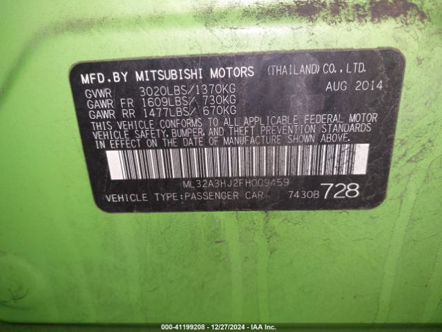 Photo 8 VIN: ML32A3HJ2FH009459 - MITSUBISHI MIRAGE 