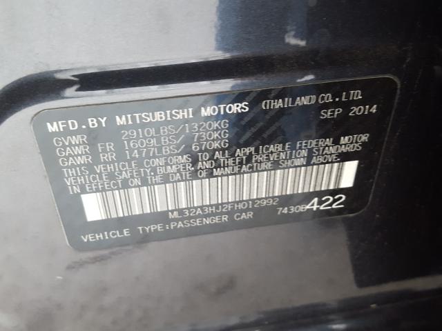 Photo 9 VIN: ML32A3HJ2FH012992 - MITSUBISHI MIRAGE DE 