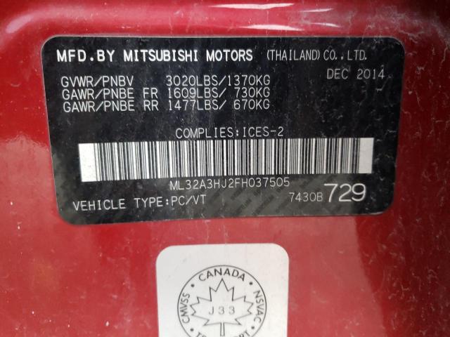 Photo 9 VIN: ML32A3HJ2FH037505 - MITSUBISHI MIRAGE DE 