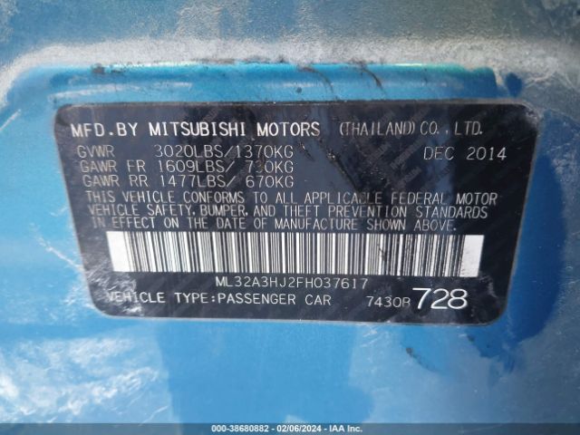 Photo 8 VIN: ML32A3HJ2FH037617 - MITSUBISHI MIRAGE 