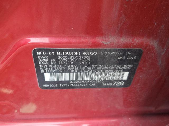 Photo 11 VIN: ML32A3HJ2FH045930 - MITSUBISHI MIRAGE DE 