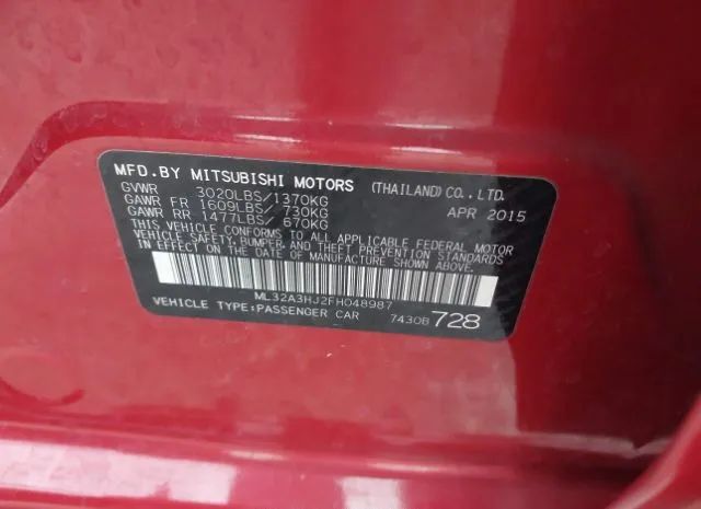 Photo 8 VIN: ML32A3HJ2FH048987 - MITSUBISHI MIRAGE 