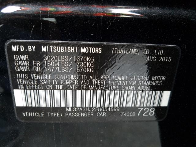 Photo 9 VIN: ML32A3HJ2FH054899 - MITSUBISHI MIRAGE DE 