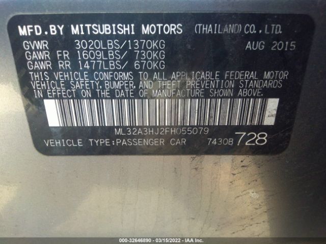 Photo 8 VIN: ML32A3HJ2FH055079 - MITSUBISHI MIRAGE 