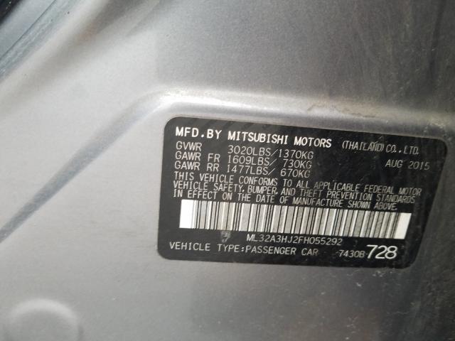 Photo 9 VIN: ML32A3HJ2FH055292 - MITSUBISHI MIRAGE 