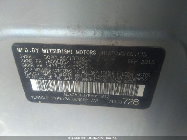 Photo 8 VIN: ML32A3HJ2FH055812 - MITSUBISHI MIRAGE 