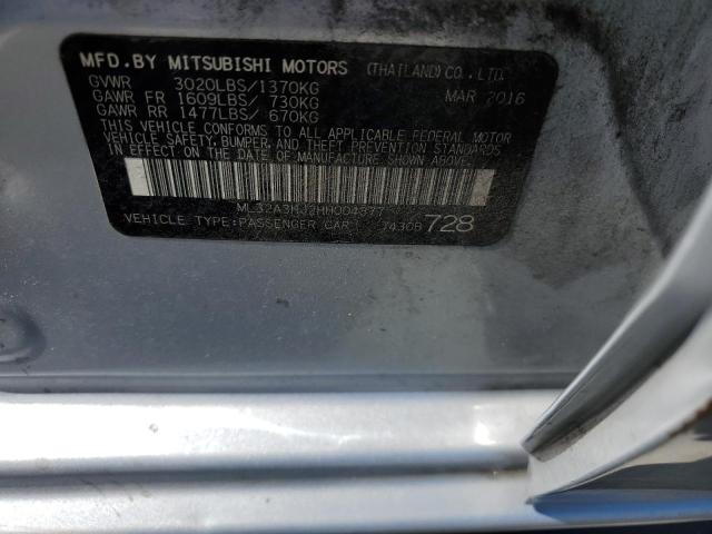 Photo 11 VIN: ML32A3HJ2HH004877 - MITSUBISHI MIRAGE ES 