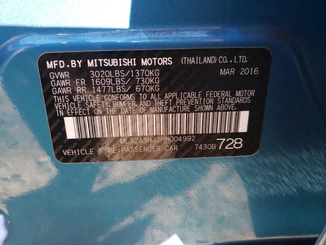 Photo 9 VIN: ML32A3HJ2HH004992 - MITSUBISHI MIRAGE ES 