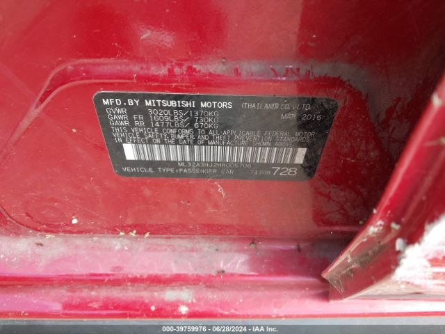 Photo 8 VIN: ML32A3HJ2HH005706 - MITSUBISHI MIRAGE 