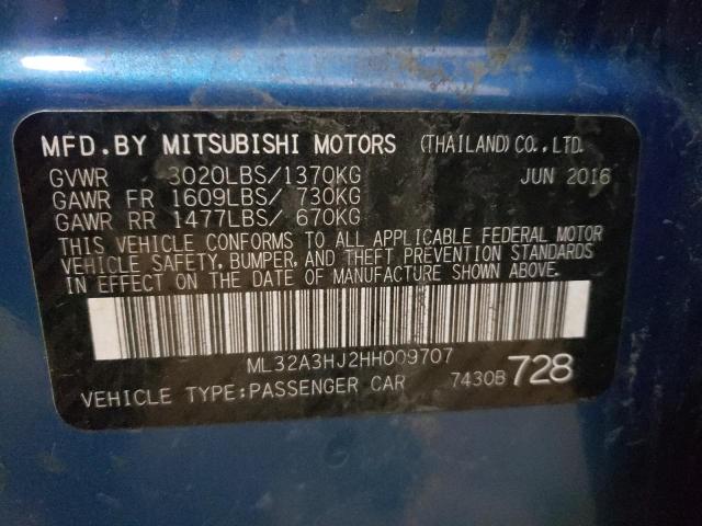 Photo 9 VIN: ML32A3HJ2HH009707 - MITSUBISHI MIRAGE ES 