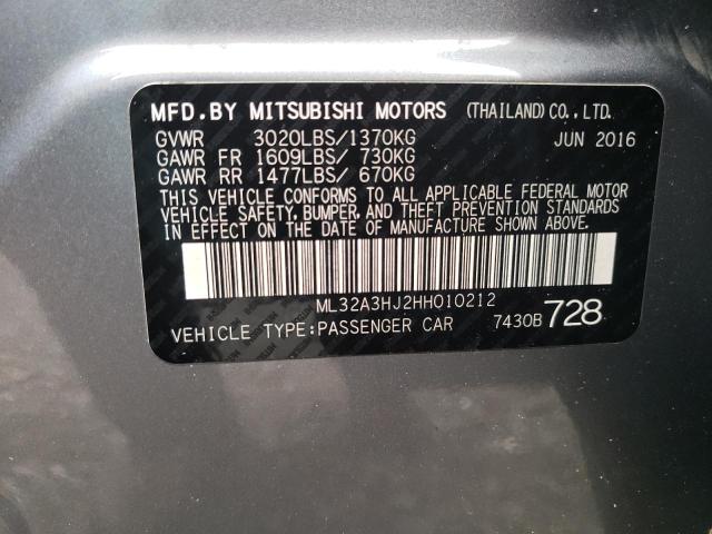 Photo 9 VIN: ML32A3HJ2HH010212 - MITSUBISHI MIRAGE ES 