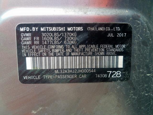 Photo 9 VIN: ML32A3HJ2JH000544 - MITSUBISHI MIRAGE ES 