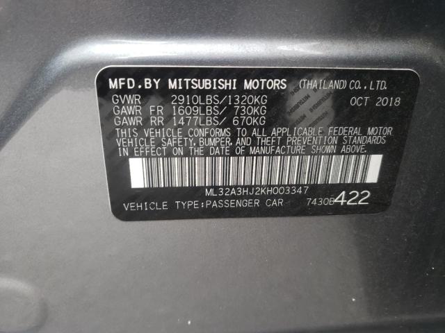 Photo 9 VIN: ML32A3HJ2KH003347 - MITSUBISHI MIRAGE ES 