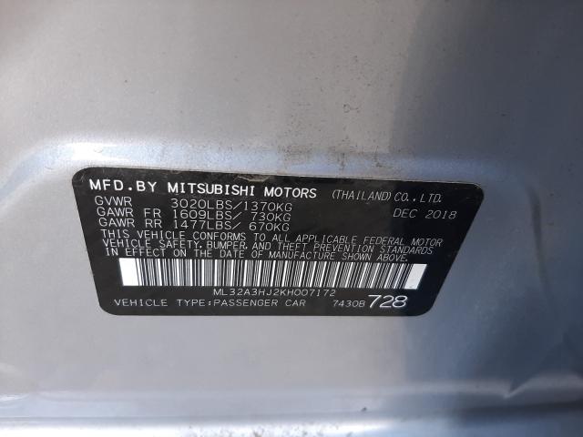 Photo 9 VIN: ML32A3HJ2KH007172 - MITSUBISHI MIRAGE ES 