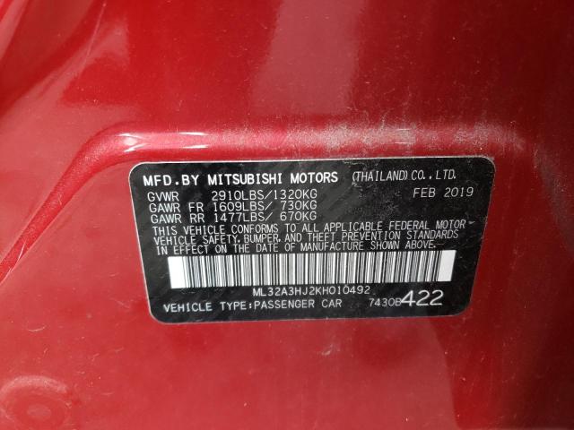 Photo 11 VIN: ML32A3HJ2KH010492 - MITSUBISHI MIRAGE ES 