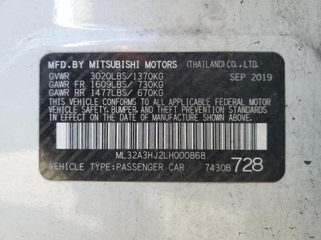 Photo 12 VIN: ML32A3HJ2LH000868 - MITSUBISHI MIRAGE 