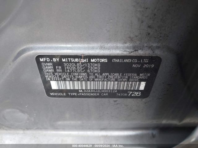 Photo 8 VIN: ML32A3HJ2LH003124 - MITSUBISHI MIRAGE 