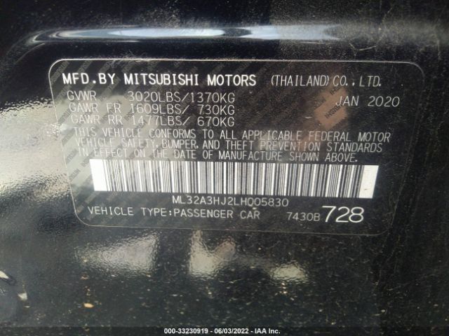 Photo 8 VIN: ML32A3HJ2LH005830 - MITSUBISHI MIRAGE 