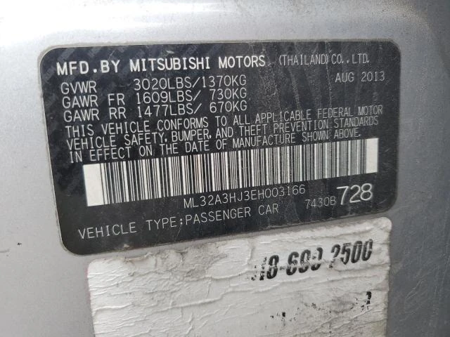 Photo 11 VIN: ML32A3HJ3EH003166 - MITSUBISHI MIRAGE DE 