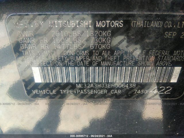 Photo 8 VIN: ML32A3HJ3EH006438 - MITSUBISHI MIRAGE 