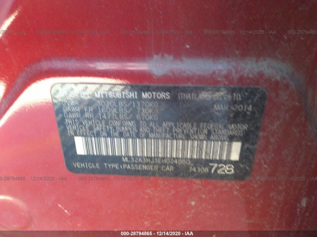 Photo 8 VIN: ML32A3HJ3EH024860 - MITSUBISHI MIRAGE 