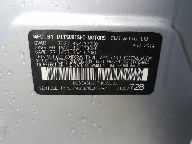 Photo 9 VIN: ML32A3HJ3FH009020 - MITSUBISHI MIRAGE DE 