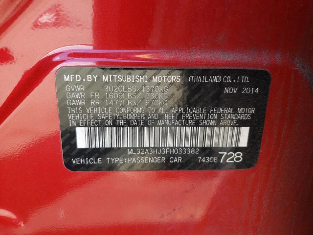 Photo 9 VIN: ML32A3HJ3FH033382 - MITSUBISHI MIRAGE DE 