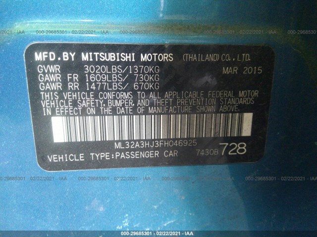 Photo 8 VIN: ML32A3HJ3FH046925 - MITSUBISHI MIRAGE 