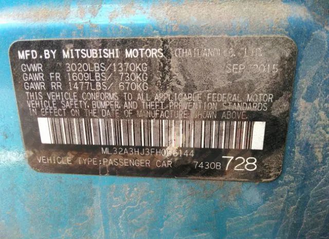 Photo 8 VIN: ML32A3HJ3FH056144 - MITSUBISHI MIRAGE 