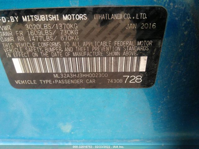 Photo 8 VIN: ML32A3HJ3HH002300 - MITSUBISHI MIRAGE 