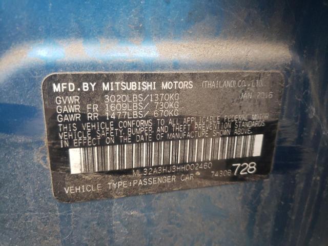 Photo 9 VIN: ML32A3HJ3HH002460 - MITSUBISHI MIRAGE ES 