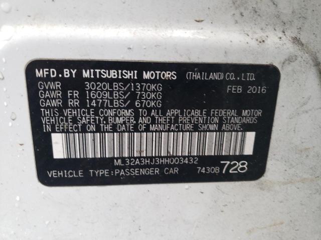 Photo 9 VIN: ML32A3HJ3HH003432 - MITSUBISHI MIRAGE ES 