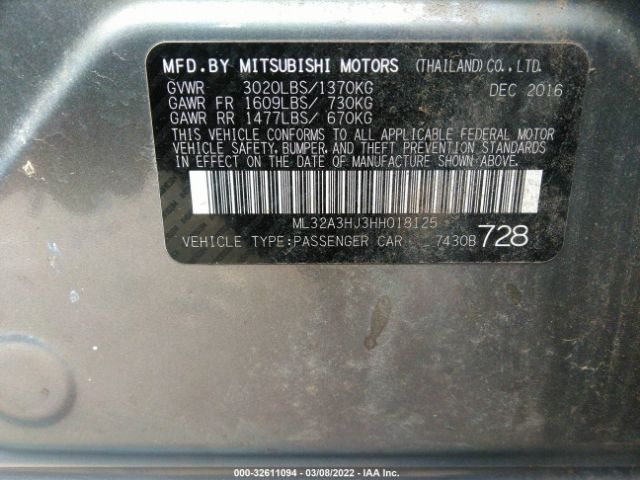 Photo 8 VIN: ML32A3HJ3HH018125 - MITSUBISHI MIRAGE 