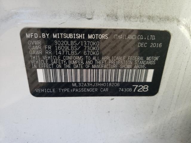 Photo 9 VIN: ML32A3HJ3HH018206 - MITSUBISHI MIRAGE ES 