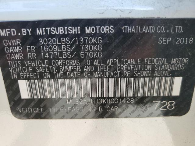 Photo 11 VIN: ML32A3HJ3KH001428 - MITSUBISHI MIRAGE ES 