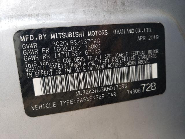 Photo 9 VIN: ML32A3HJ3KH013093 - MITSUBISHI MIRAGE ES 