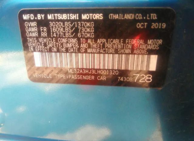 Photo 8 VIN: ML32A3HJ3LH001320 - MITSUBISHI MIRAGE 