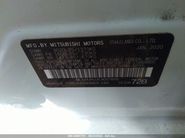 Photo 8 VIN: ML32A3HJ3LH007666 - MITSUBISHI MIRAGE 