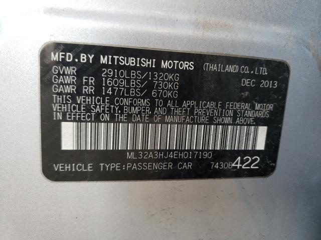 Photo 9 VIN: ML32A3HJ4EH017190 - MITSUBISHI MIRAGE DE 